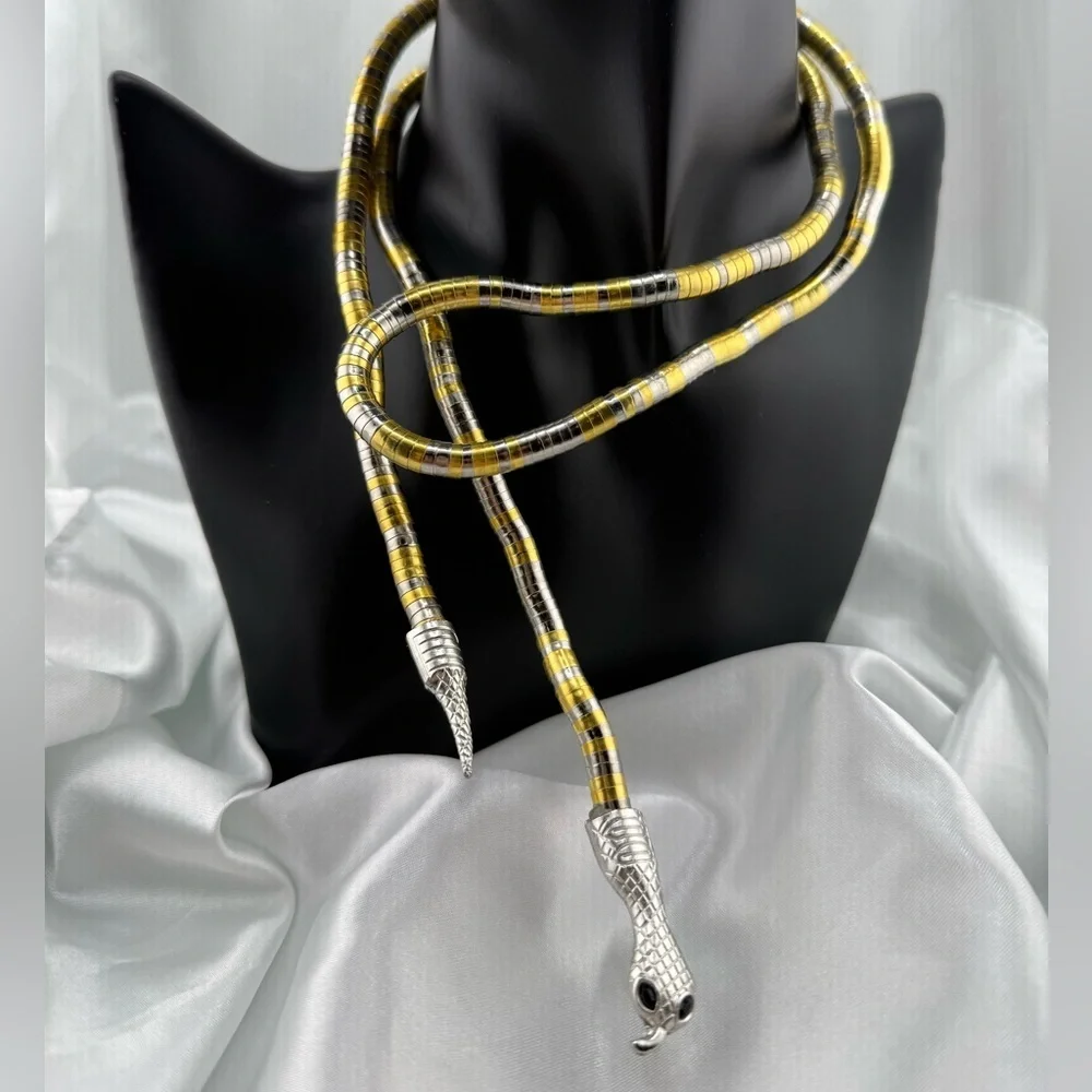 Multi Anthropologie Serpent serpentine Gold and Silver Snake Necklace - Picture 5 of 11